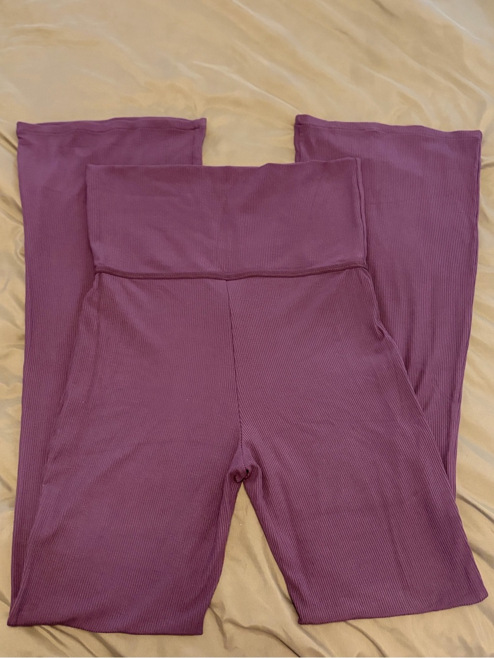 NWT Yitty by Lizzo Soft Rib Foldover Waist Flare Leggings Plum/Purple - Size S